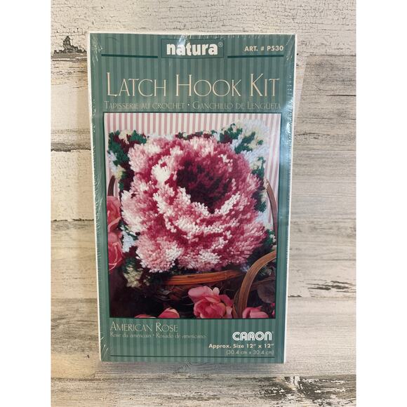 NEW SEALED Caron Natura Latch Hook Kit P530 American Rose 12” x 12” Floral USA - Picture 1 of 4